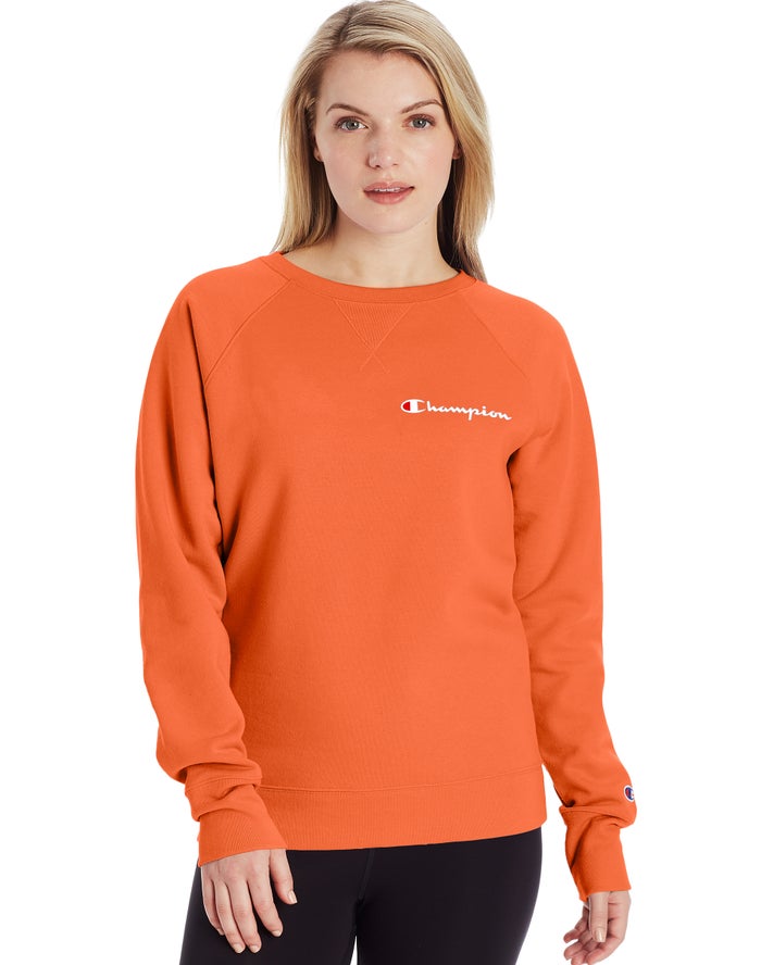 Champion Powerblend Fleece Classic Crew Script Logo Sweatshirt Dames - Oranje - Belgie 3206GTBVN